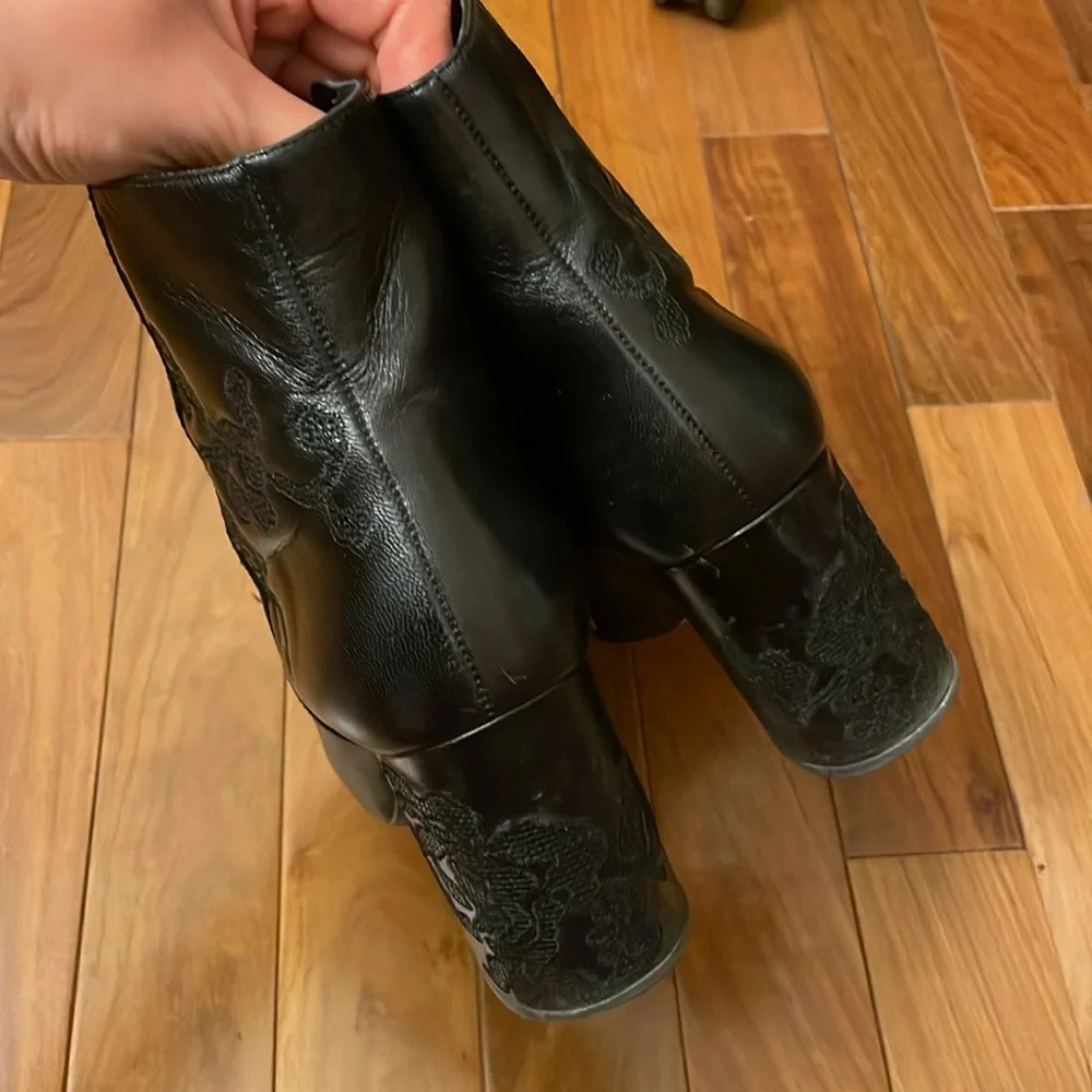 Michael Kors Genuine Leather Embroidered Bootie with Block Heel - Picture 3 of 7